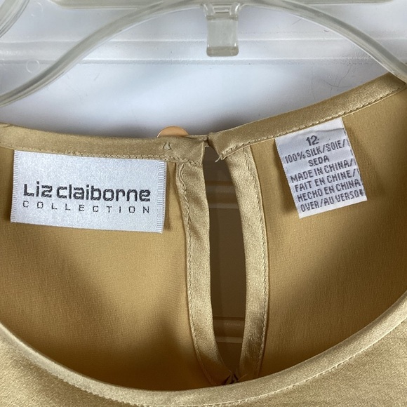 Liz Claiborne good 100% Silk Short Sleeve Top Size Large Size 12 - Picture 3 of 7